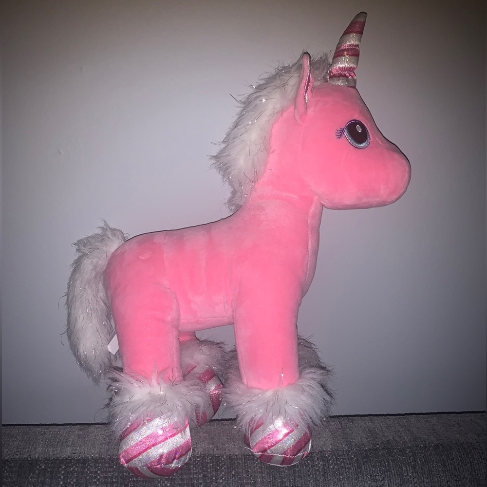 Build A Bear Plush 2018 Holiday Pink Candy Cane Swirl Unicorn 17”